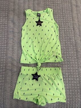 Pixie Lane Neon Green Lightning Tank & Shorts Set